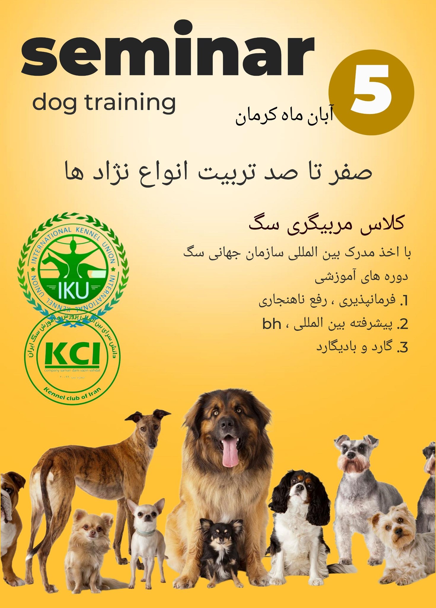 کلاس مربیگری سگ نماینده سازمان جهانی سگ در استان کرمان 